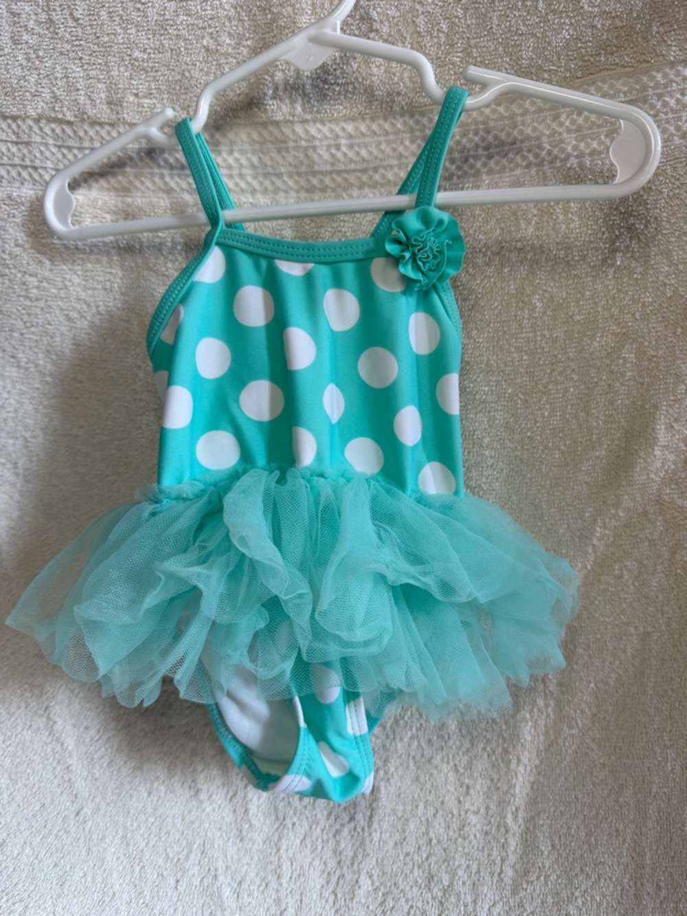 OP Teal and White Polka Dot Tutu Dance Costume